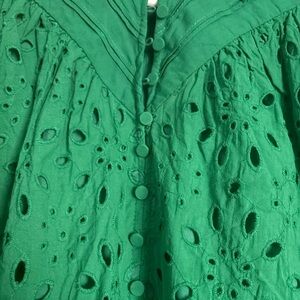 Kelly Green Eyelet Women's Blouse